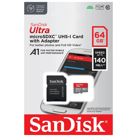 Card de Memorie, 64GB, MicroSDXC - SanDisk (SDSQUAB-064G-GN6MA) - Red / Grey [3]