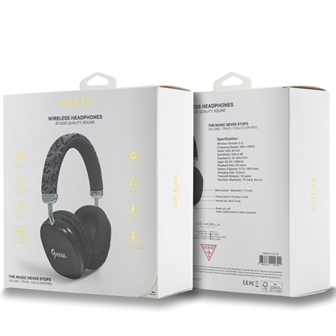 Casti Bluetooth Over-ear Headset, 400mAh - Guess GCUBE Metallic Script Logo (GUBHK1GCTCSK) - Black [3]