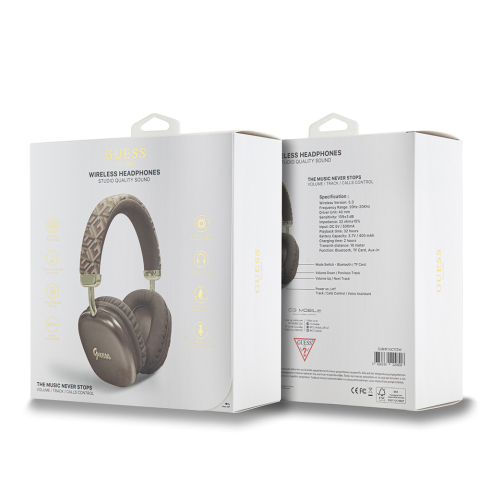 Casti Bluetooth Over-ear Headset, 400mAh - Guess GCUBE Metallic Script Logo (GUBHK1GCTCSW) - Brown [3]