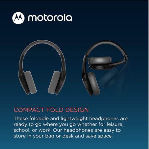 Casti Bluetooth Wireless On-ear, Alexa, Siri, Foldable - Motorola Sound Moto (XT500) - Black [5]