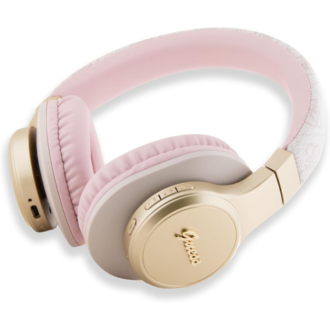 Casti Over-ear, Micro USB, Bluetooth 5.3, 300mAh, IPX4, 40mm - Guess 4G Script (GUBH604GEMP) - Pink [2]
