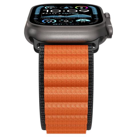 Curea pentru Apple Watch 6 / 7 / 8 / 9 / 10 / SE / SE 2 / Ultra / Ultra 2 (44/45/46/49mm) - Spigen WBF1 - Black / Orange [2]