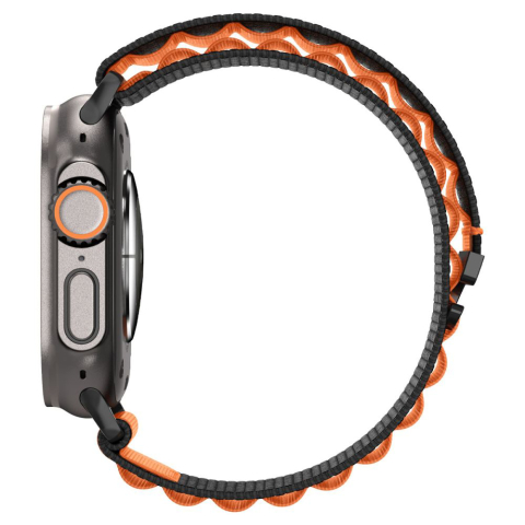 Curea pentru Apple Watch 6 / 7 / 8 / 9 / 10 / SE / SE 2 / Ultra / Ultra 2 (44/45/46/49mm) - Spigen WBF1 - Black / Orange [8]