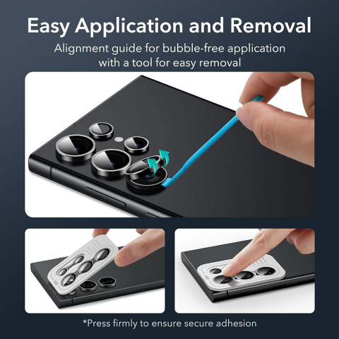 Folie Camera pentru Samsung Galaxy S24 Ultra (set 2) - ESR Lens Protector Tempered Glass - Black [5]