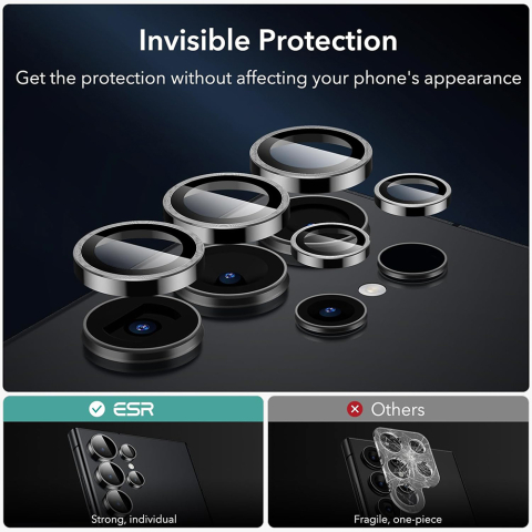 Folie Camera pentru Samsung Galaxy S24 Ultra (set 2) - ESR Lens Protector Tempered Glass - Black [3]