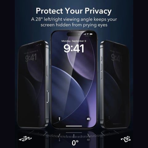 Folie pentru iPhone 17 Pro Max (set 3) - ESR Privacy Armorite Screen Protector UltraFit - Black [1]