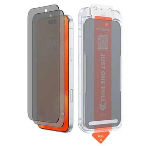 Folii telefoane - Folie pentru iPhone 17 Pro Max - Torras GlassGo Install Master Privacy - Black