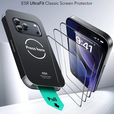 Folie pentru iPhone 17 Pro (set 3) - ESR Tempered Glass UltraFit - Clear [1]