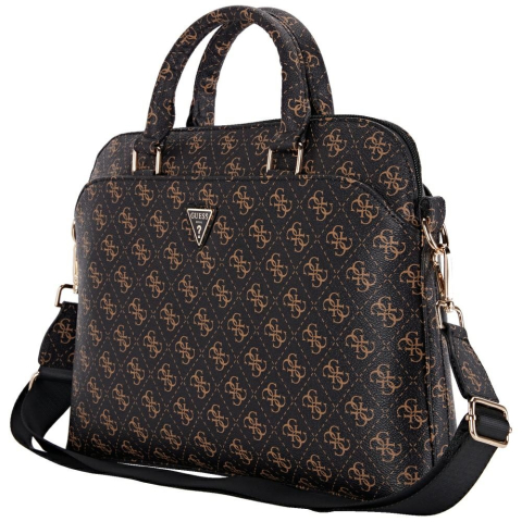 Accesorii Tablete & Laptopuri - Geanta pentru Laptop 15", Unisex, Ajustabila - Guess 4G Triangle Logo (GUCB15PG4TGNK) - Black / Brown