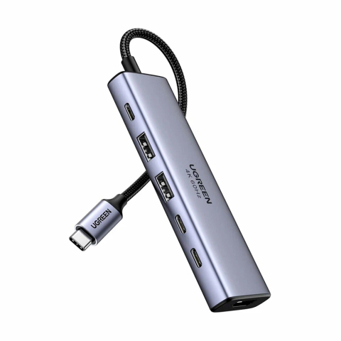 Conectica - Hub USB-C la 3x Type-C, 2x USB3.2, HDMI, PD100W, 10 Gbps, 4K@60Hz - Ugreen - Gray