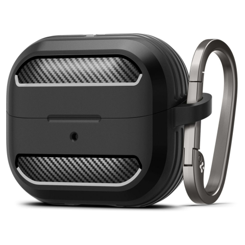 Audio - Husa cu Holder Metalic pentru Samsung Galaxy Buds 3 / 3 Pro Spigen Rugged Armor - Black