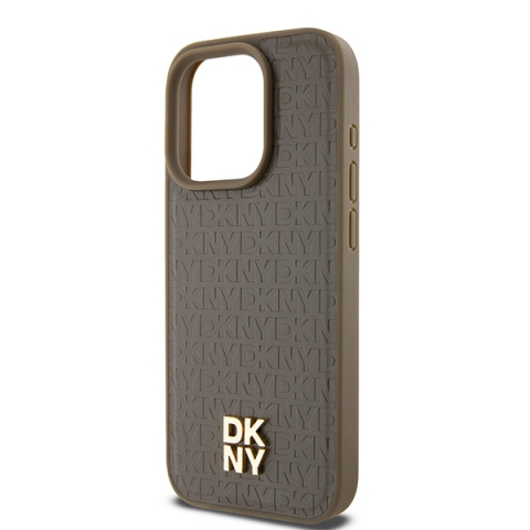 Husa iPhone 15 Pro - DKNY Leather Monogram Pattern Metal Logo MagSafe  - Brown [4]