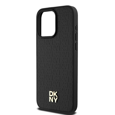 Husa iPhone 15 Pro Max - DKNY Leather Monogram Pattern Metal Logo MagSafe  - Black [5]