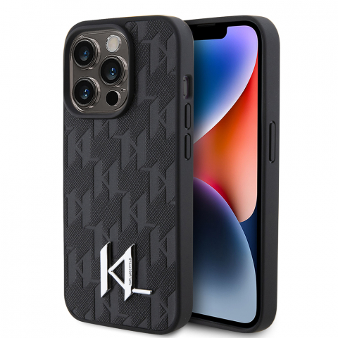 Husa iPhone 15 Pro Max - Karl Lagerfeld Hardcase Leather Monogram - Hot Stamp Metal Logo [2]