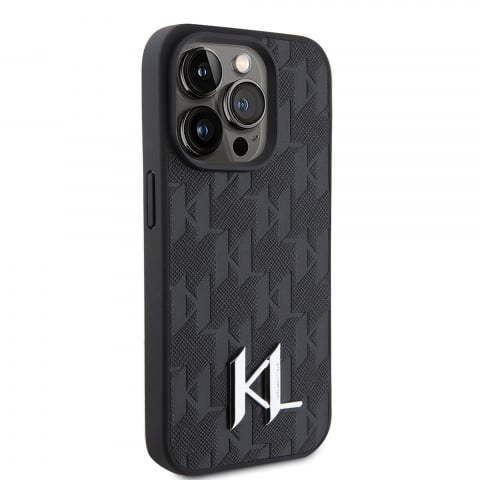 Husa iPhone 15 Pro Max - Karl Lagerfeld Hardcase Leather Monogram - Hot Stamp Metal Logo [1]