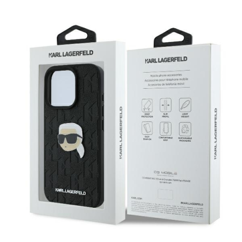 Husa iPhone 16 Pro Max - Karl Lagerfeld Hardcase Leather Monogram  - Karl Head Pin [6]