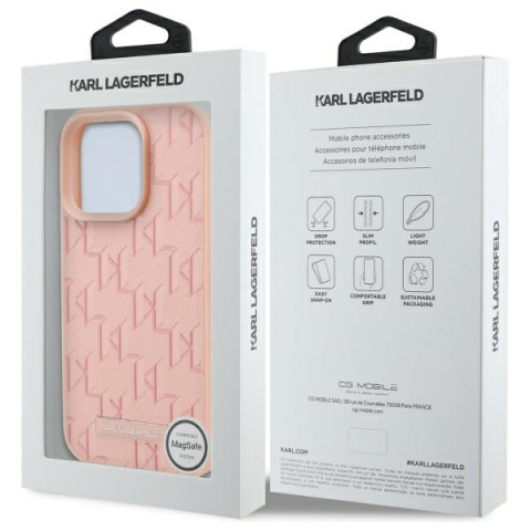Husa iPhone 16 Pro Max - Karl Lagerfeld Leather MagSafe  - Pink Hot Stamp [6]