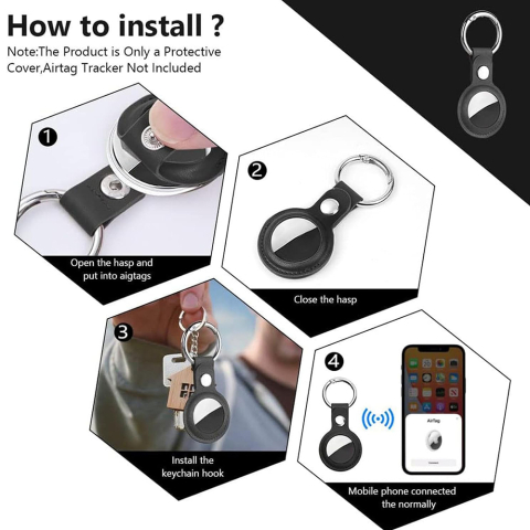 Husa pentru AirTag - Techsuit Secure Leather Holder (SLH1) - Black [2]