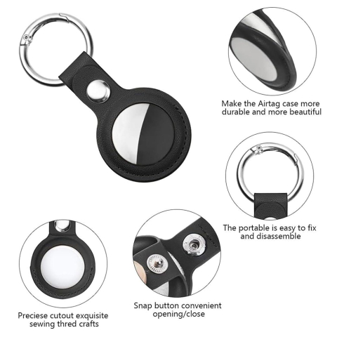 Husa pentru AirTag - Techsuit Secure Leather Holder (SLH1) - Black [1]