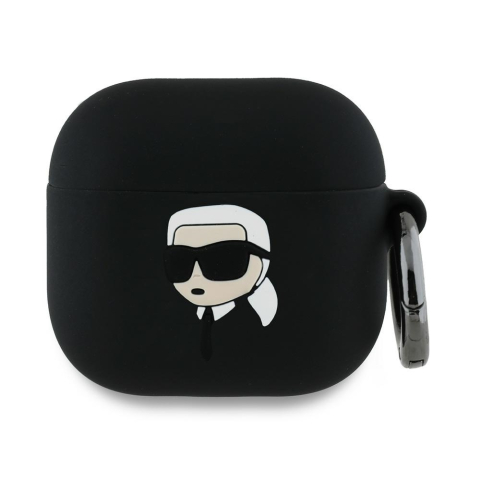 Huse telefoane - Husa pentru Apple AirPods 4 - Karl Lagerfeld Silicone Karl Head 3D (KLA4RUNIKK) - Black