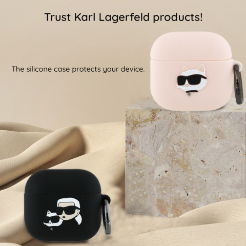 Husa pentru Apple AirPods 4 - Karl Lagerfeld Silicone Karl Head 3D (KLA4RUNIKK) - Black [2]