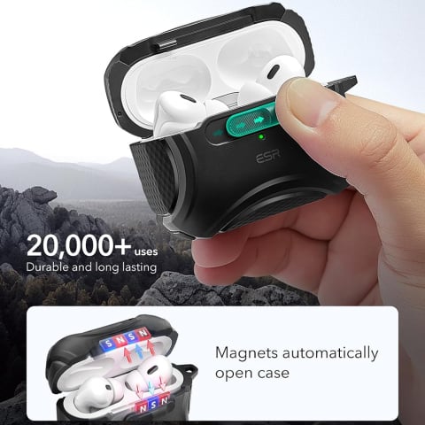 Husa pentru Apple AirPods Pro 1 / 2 - ESR Cyber Magnetic Lock HaloLock - Black [2]