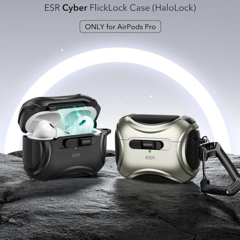 Husa pentru Apple AirPods Pro 1 / 2 - ESR Cyber Magnetic Lock HaloLock - Black [5]