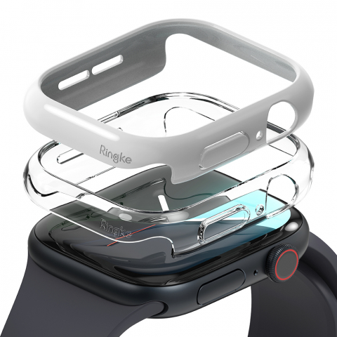 Huse SmartWatch - Husa pentru Apple Watch 10 46mm (set 2) - Ringke Slim - Clear / Light Gray