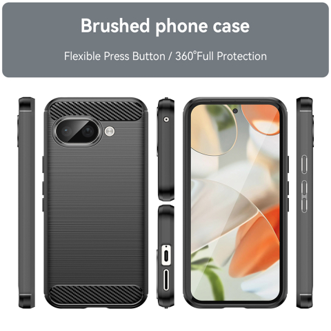 Husa pentru Google Pixel 9a - Techsuit Carbon Silicone - Black [4]