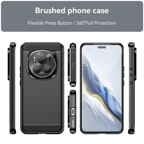 Husa pentru Honor Magic7 Pro - Techsuit Carbon Silicone - Black [3]