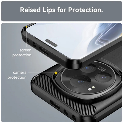 Husa pentru Honor Magic7 Pro - Techsuit Carbon Silicone - Black [4]