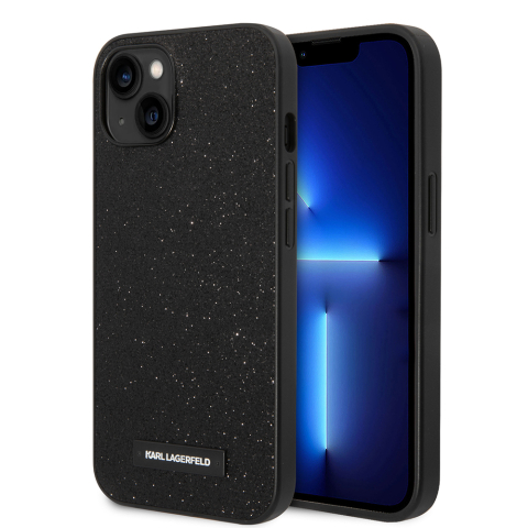 Huse telefoane - Husa pentru iPhone 14 Plus - Karl Lagerfeld Hardcase Glitter  - Plaque Logo