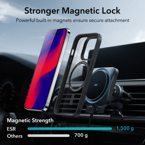 Husa pentru iPhone 14 Pro - ESR Classic Hybrid HaloLock - Clear Black [1]