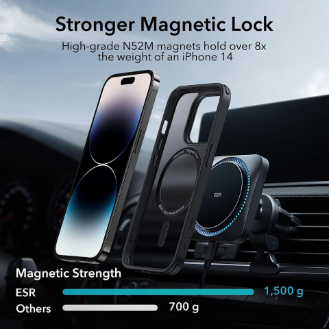 Husa pentru iPhone 14 Pro - ESR Classic Hybrid HaloLock - Frosted Black [2]