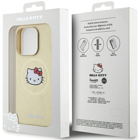 Husa pentru iPhone 14 Pro Max - Hello Kitty Hardcase Leather Kitty Head MagSafe  - Gold [6]