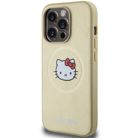 Husa pentru iPhone 14 Pro Max - Hello Kitty Hardcase Leather Kitty Head MagSafe  - Gold [4]