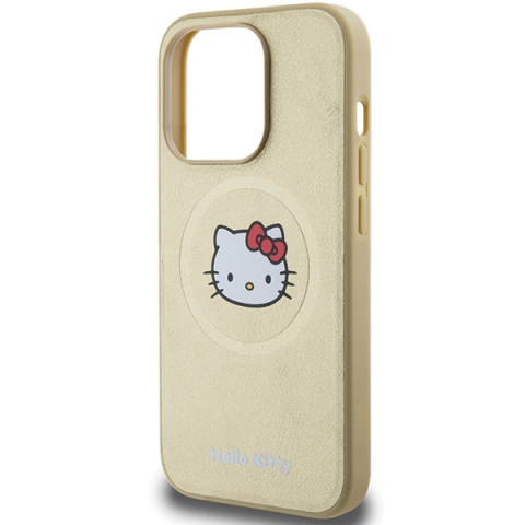 Husa pentru iPhone 14 Pro Max - Hello Kitty Hardcase Leather Kitty Head MagSafe  - Gold [2]
