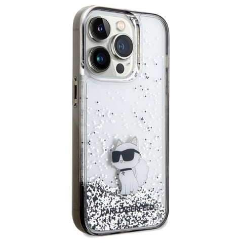 Husa pentru iPhone 14 Pro Max - Karl Lagerfeld Hardcase Liquid Glitter  - Transparent Choupette [6]