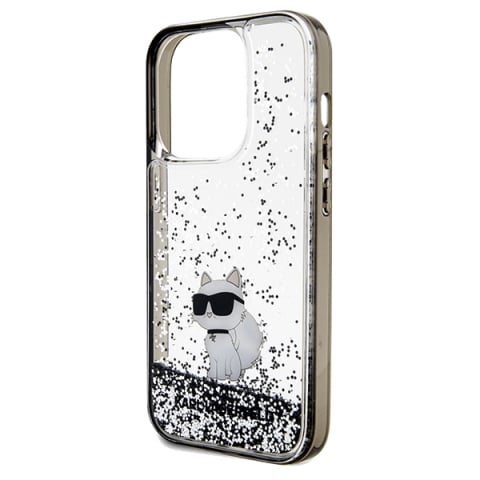 Husa pentru iPhone 14 Pro Max - Karl Lagerfeld Hardcase Liquid Glitter  - Transparent Choupette [1]
