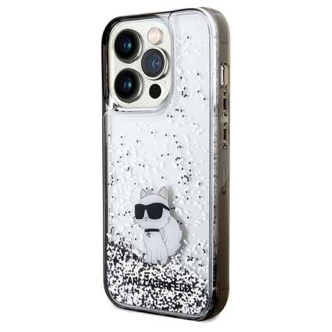 Husa pentru iPhone 14 Pro Max - Karl Lagerfeld Hardcase Liquid Glitter  - Transparent Choupette [4]
