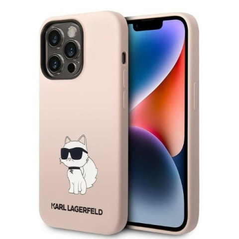 Huse telefoane - Husa pentru iPhone 14 Pro Max - Karl Lagerfeld Silicone  - Pink Choupette