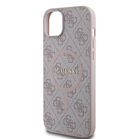 Husa pentru iPhone 15 - Guess 4G Collection Leather MagSafe  - Pink [4]