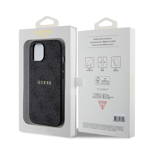 Husa pentru iPhone 15 - Guess 4G Ring Classic Logo MagSafe  - Black [6]