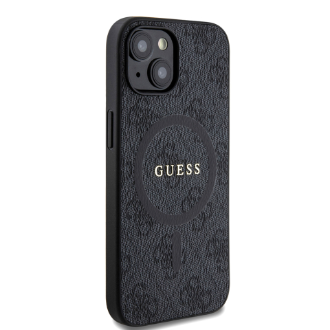 Husa pentru iPhone 15 - Guess 4G Ring Classic Logo MagSafe  - Black [3]