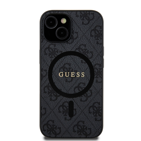 Husa pentru iPhone 15 - Guess 4G Ring Classic Logo MagSafe  - Black [2]