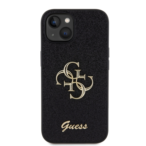 Husa pentru iPhone 15 - Guess Glitter Script Big 4G  - Black [1]