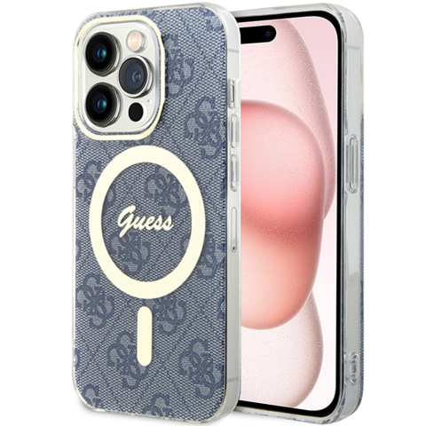 Huse telefoane - Husa pentru iPhone 15 - Guess IML 4G MagSafe  - Blue