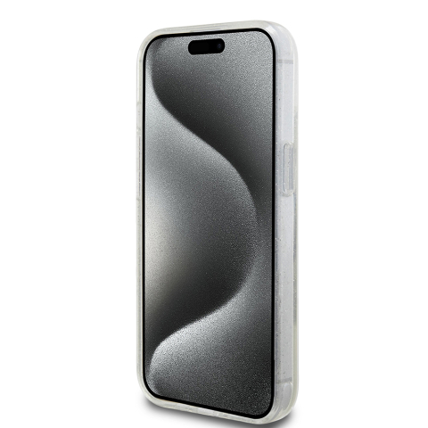 Husa pentru iPhone 15 - Guess Liquid Glitter Gold Stripes  - Transparent [2]