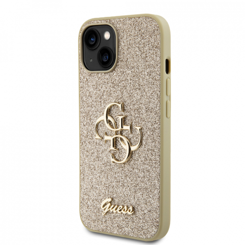 Huse & Folii Telefoane - Husa pentru iPhone 15 Plus - Guess Glitter Script Big 4G - Gold