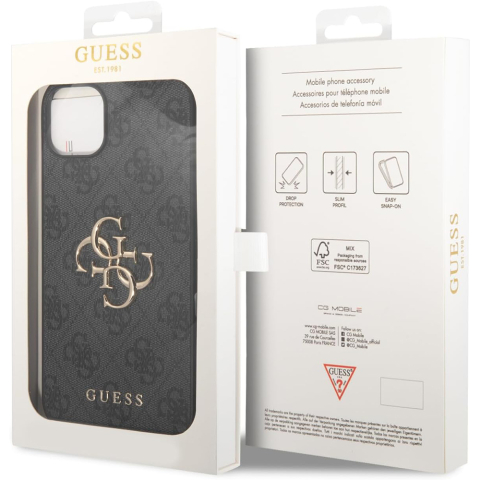 Husa pentru iPhone 15 Plus - Guess Hardcase 4G Big Metal Logo  - Grey [6]